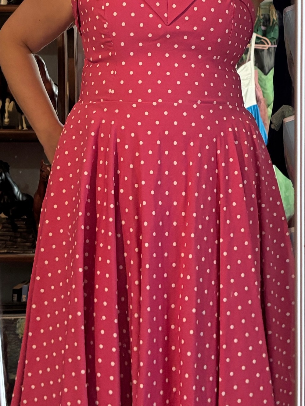 Vixen by Micheline Pitt Fuchsia Polka Dot Fit-and-Flare Midi Dress - Picture 6 of 6